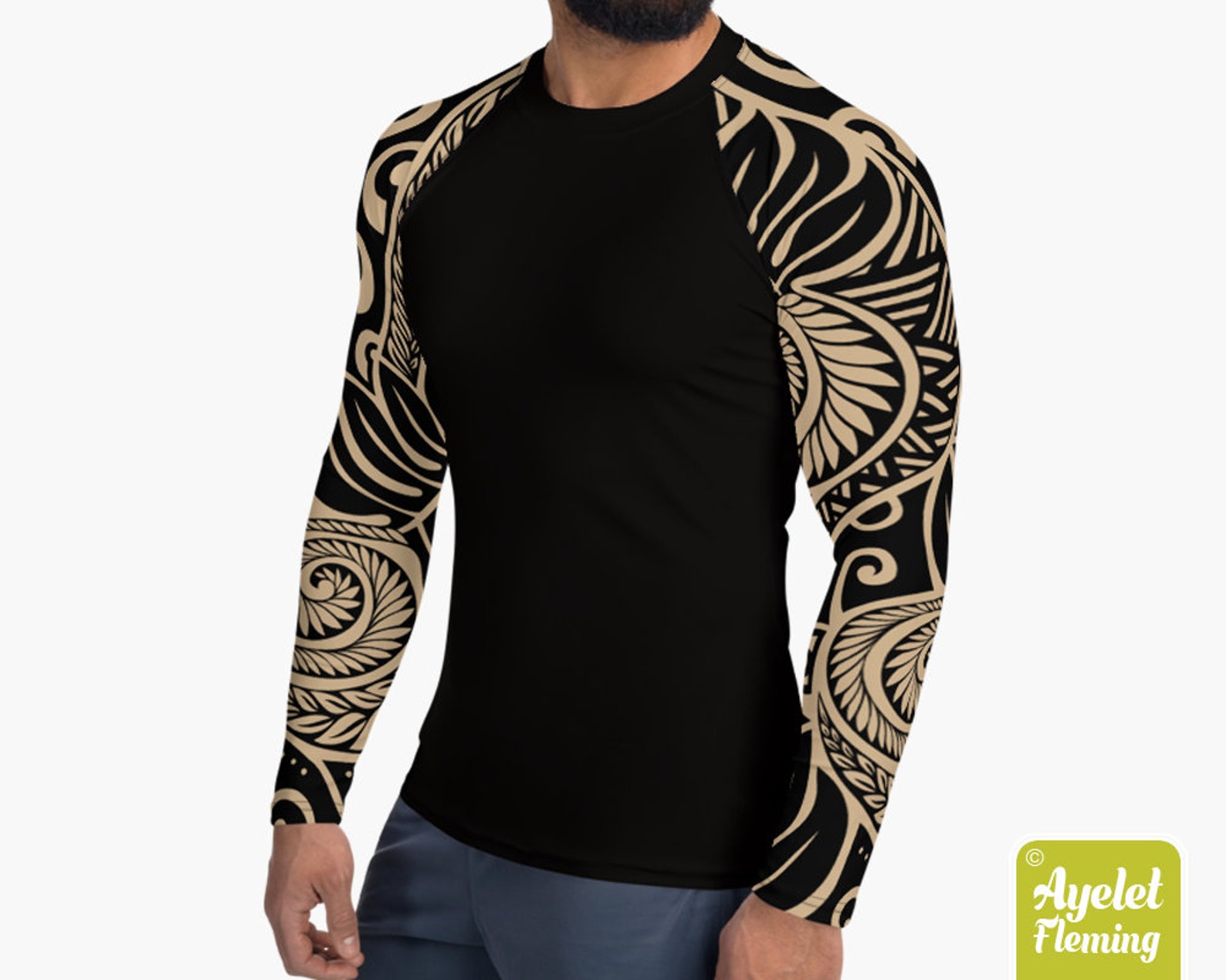 Polynesian mens rash guard Hawaiian shirt sports wear Etsy