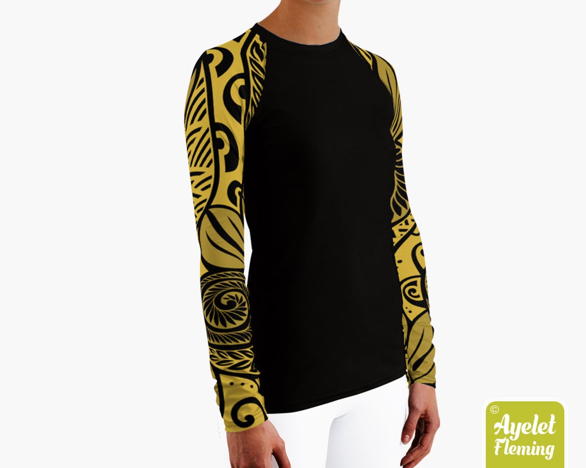 Polynesian rash guard women Hawaiian shirt women Golden Etsy