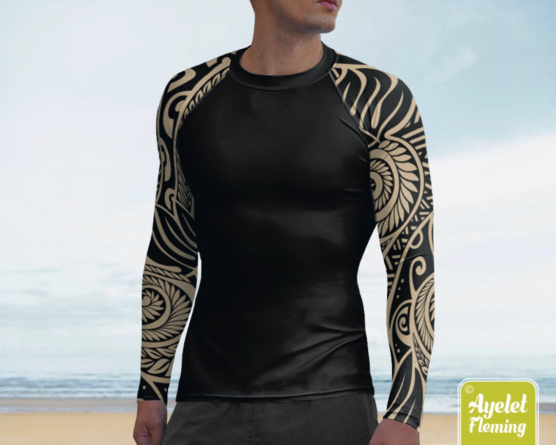 Polynesian mens rash guard Hawaiian shirt sports wear Etsy