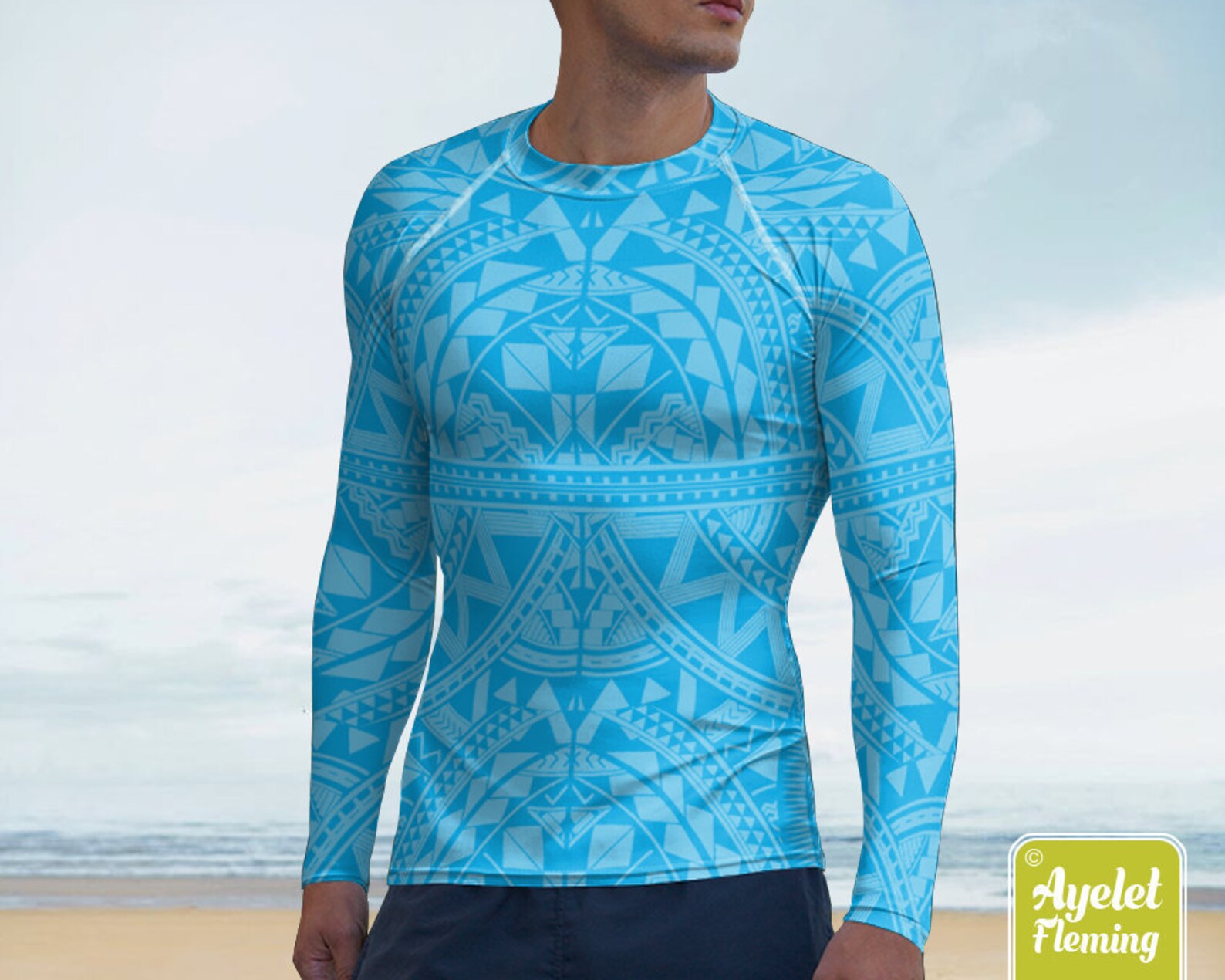 Polynesian mens rash guard Hawaiian shirt sports wear Etsy