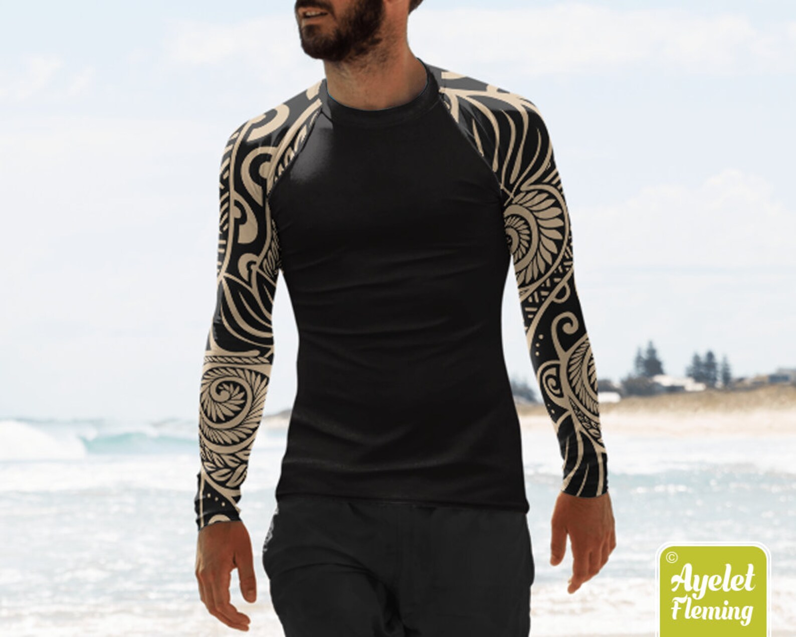 Polynesian mens rash guard Hawaiian shirt sports wear Etsy
