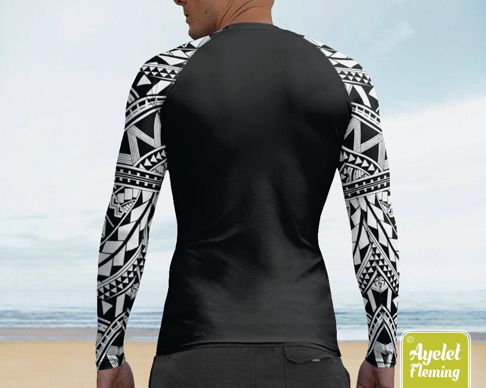 Polynesian mens rash guard Hawaiian shirt sports wear Half Etsy