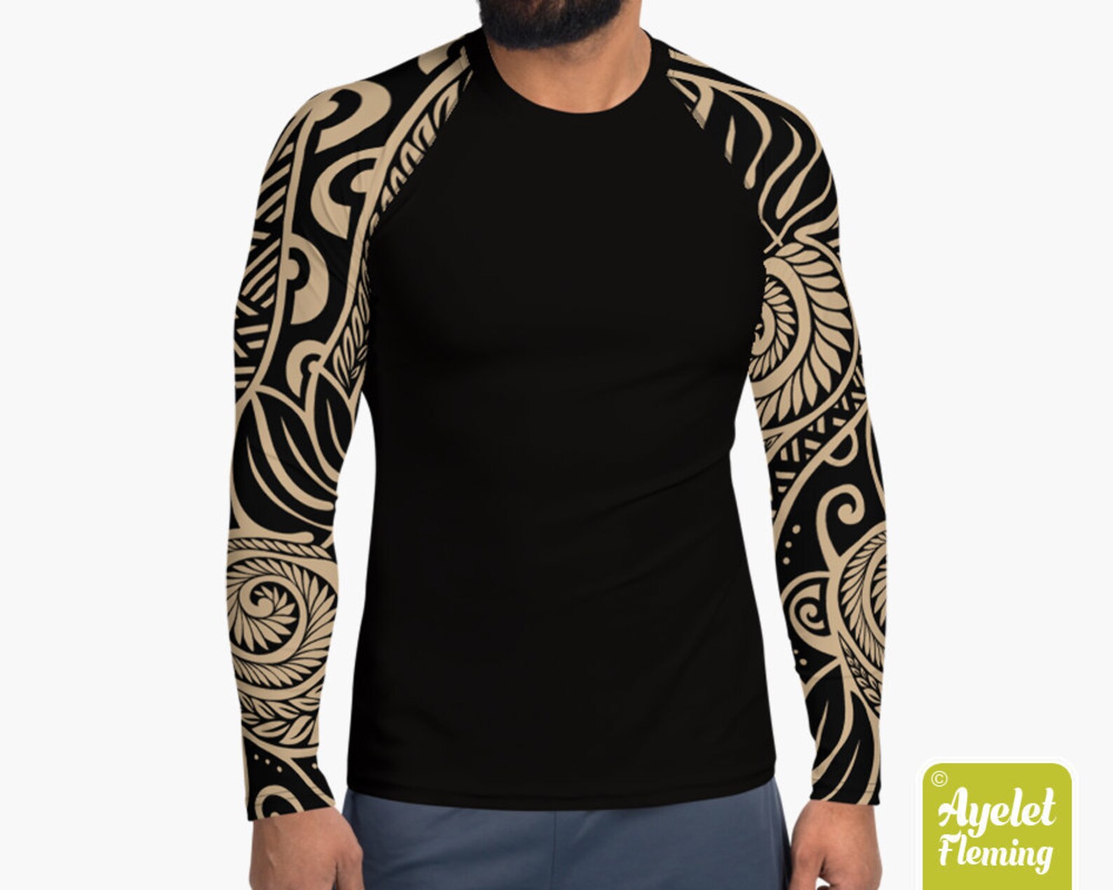 Polynesian mens rash guard Hawaiian shirt sports wear Etsy