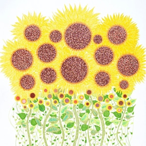 birdie&#39;s sunflowers (print)