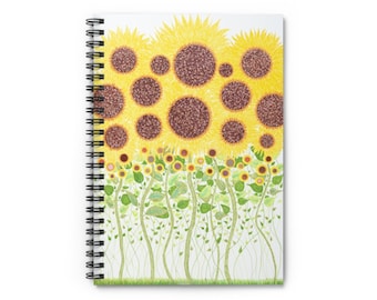 sun bird flowers - 8 x 6 ruled line spiral notebook