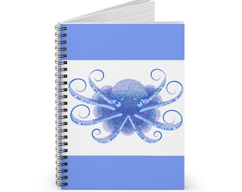 Oktopus Notizbuch - 8 x 6 liniertes Spiral Notizbuch