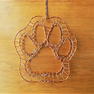 Handmade Wire Paw Print Ornament, Wall Hanging, Window Décor, Original Design, 4”