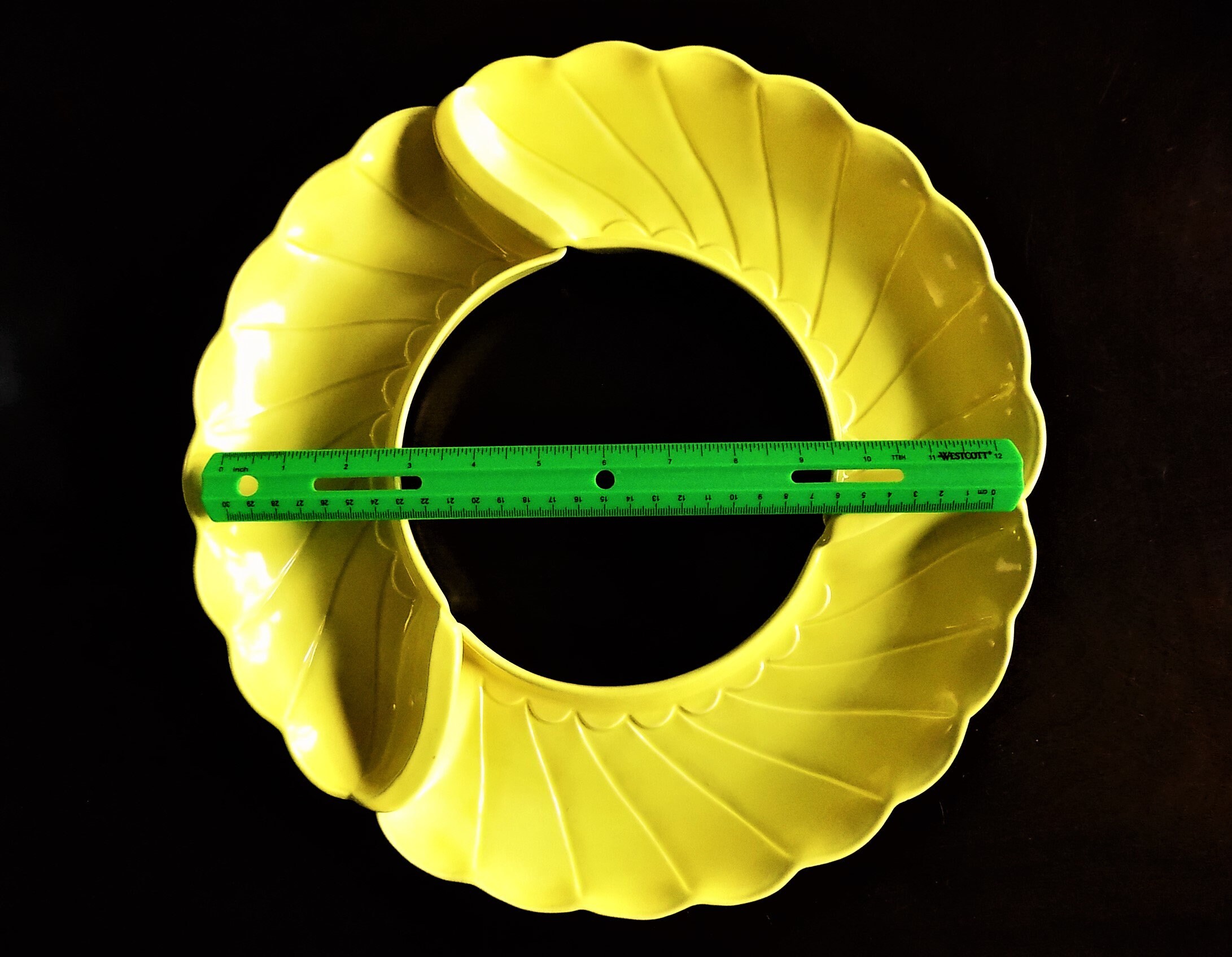 3 Lazy Susan Plates, Mid Century Serving Dishes, Pale Mustard Yellow