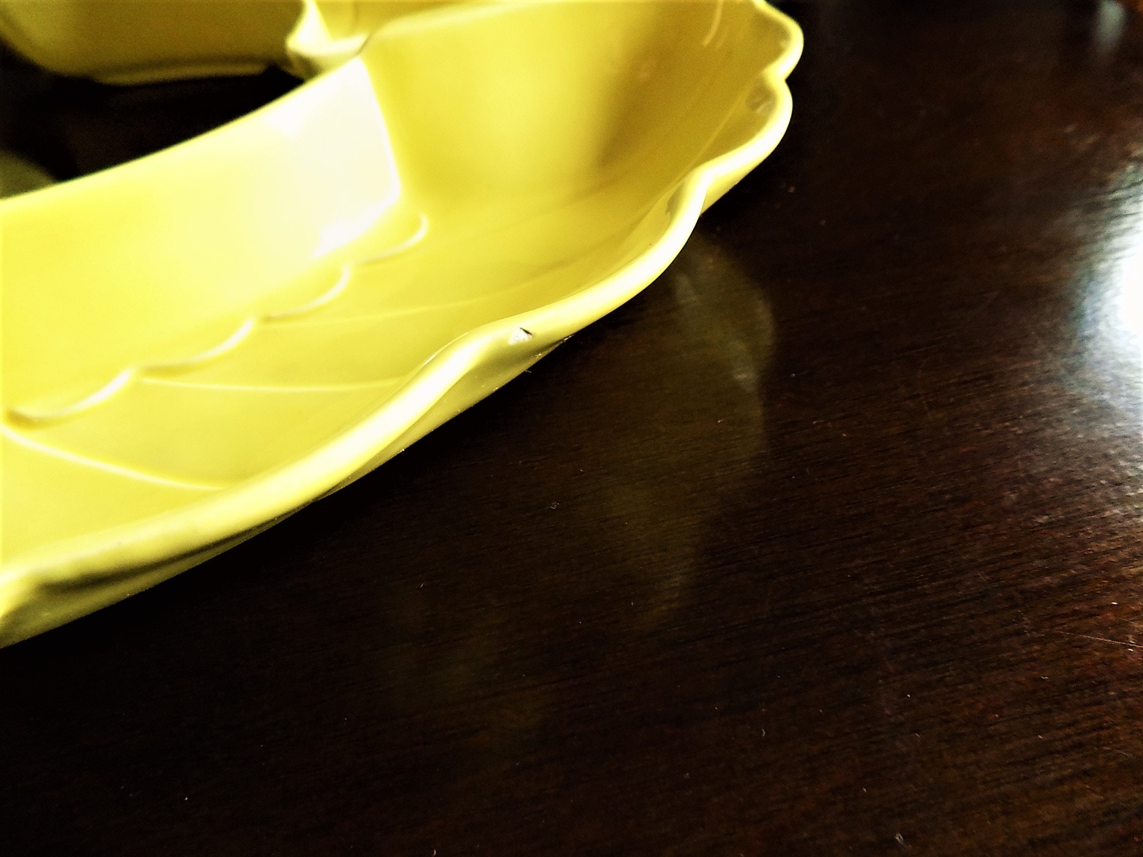 3 Lazy Susan Plates Mid Century Serving Dishes Pale Mustard Etsy