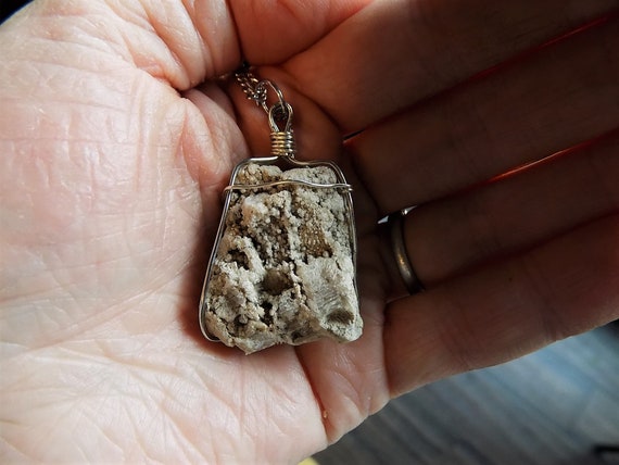 Michigan Petoskey Stone Necklace, Wire Wrapped