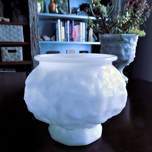 EO Brody CO, Vintage, Textured Milk Glass, Pedestal Vase, Footed Vase