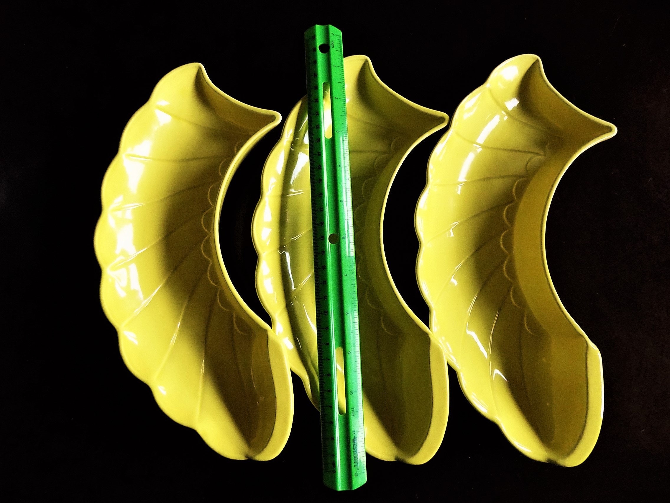 3 Lazy Susan Plates Mid Century Serving Dishes Pale Mustard Etsy