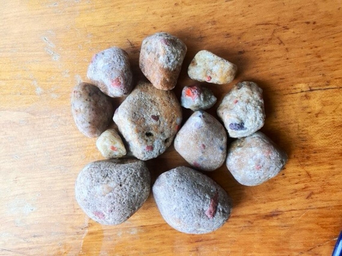 Twelve, Small Michigan Pudding Stones, Rough, Unpolished, for Lapidary, Tumbling and or Display