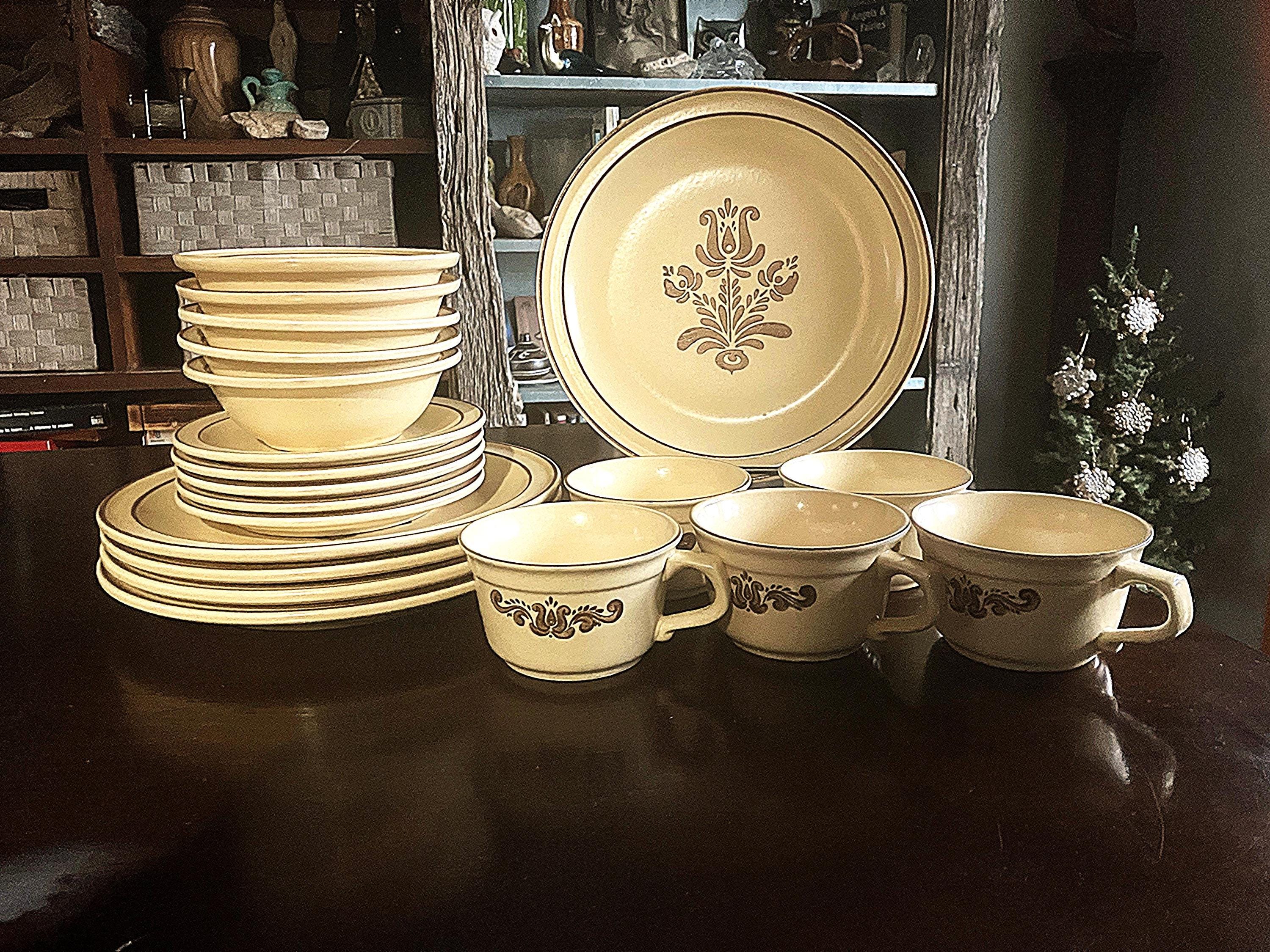 Vintage Pfaltzgraff Village Stoneware, 5 Place Settings Each