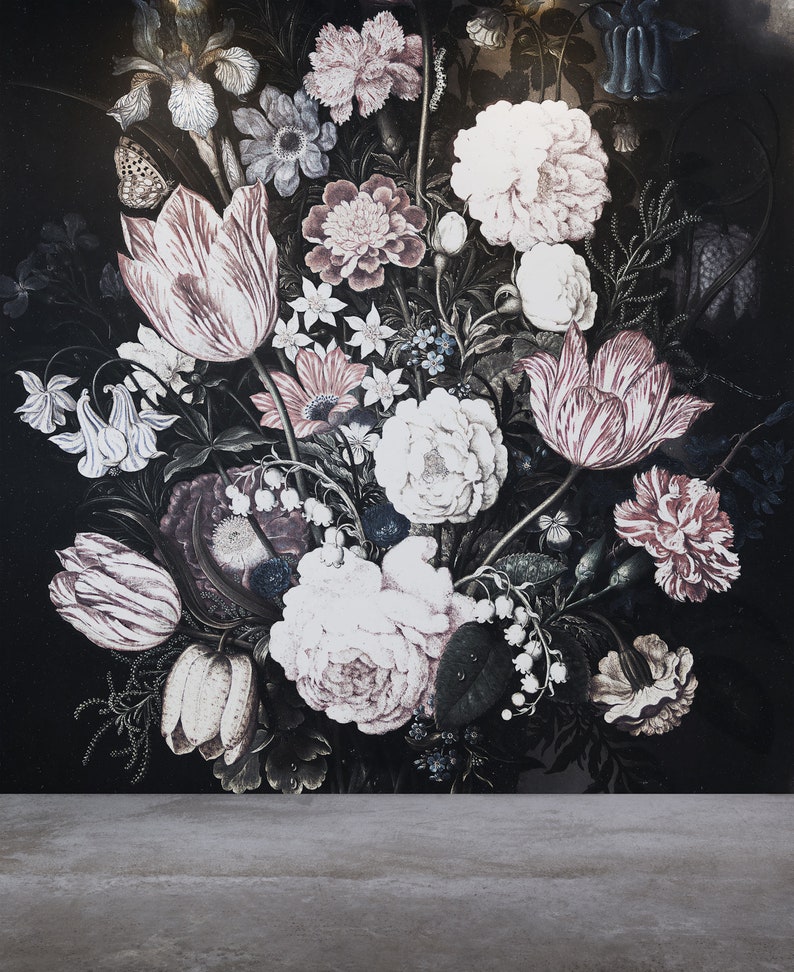 Vintage Floral Wall Mural Floral Wallpaper Self Adhesive Etsy