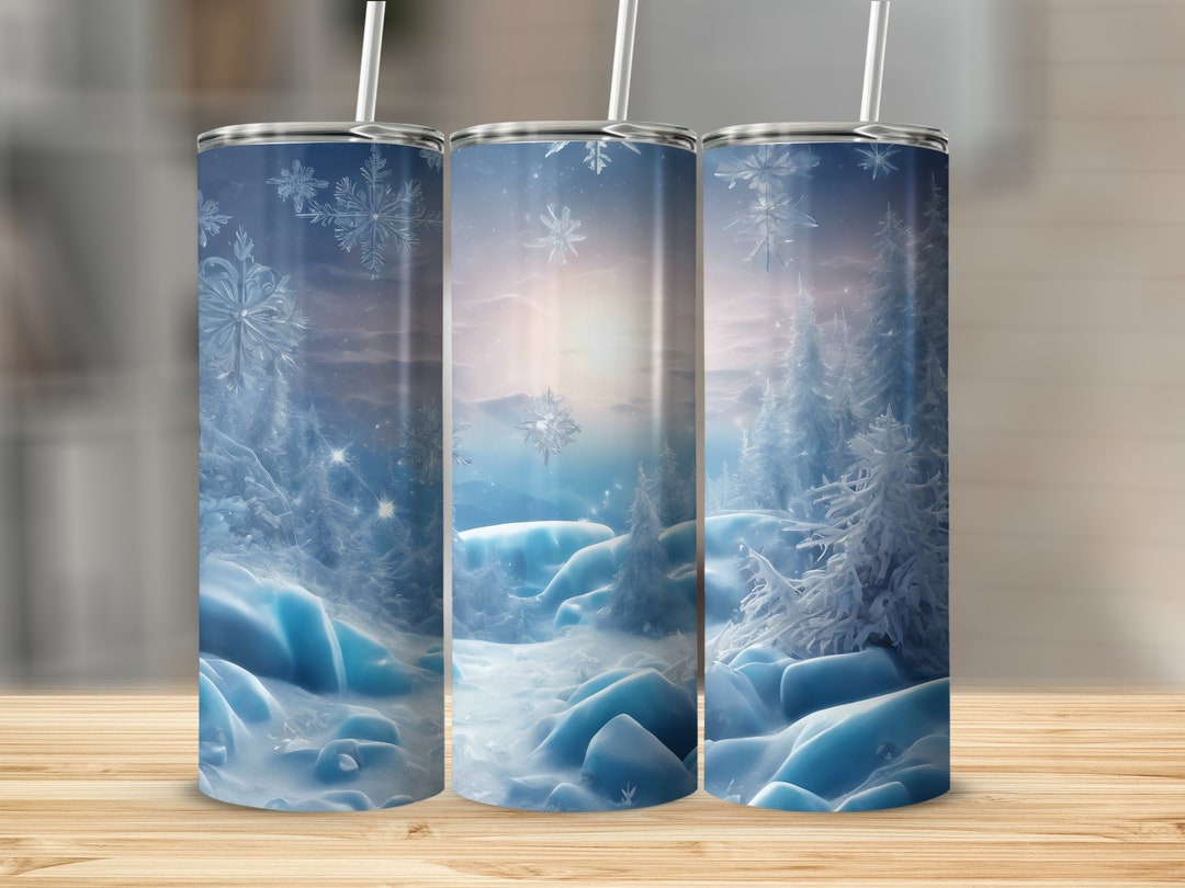 3D Crystal Winter Scene 20 Oz Skinny Tumbler Sublimation Design ...