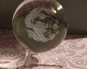 Vintage Glass art Ball Paperweight with Stand