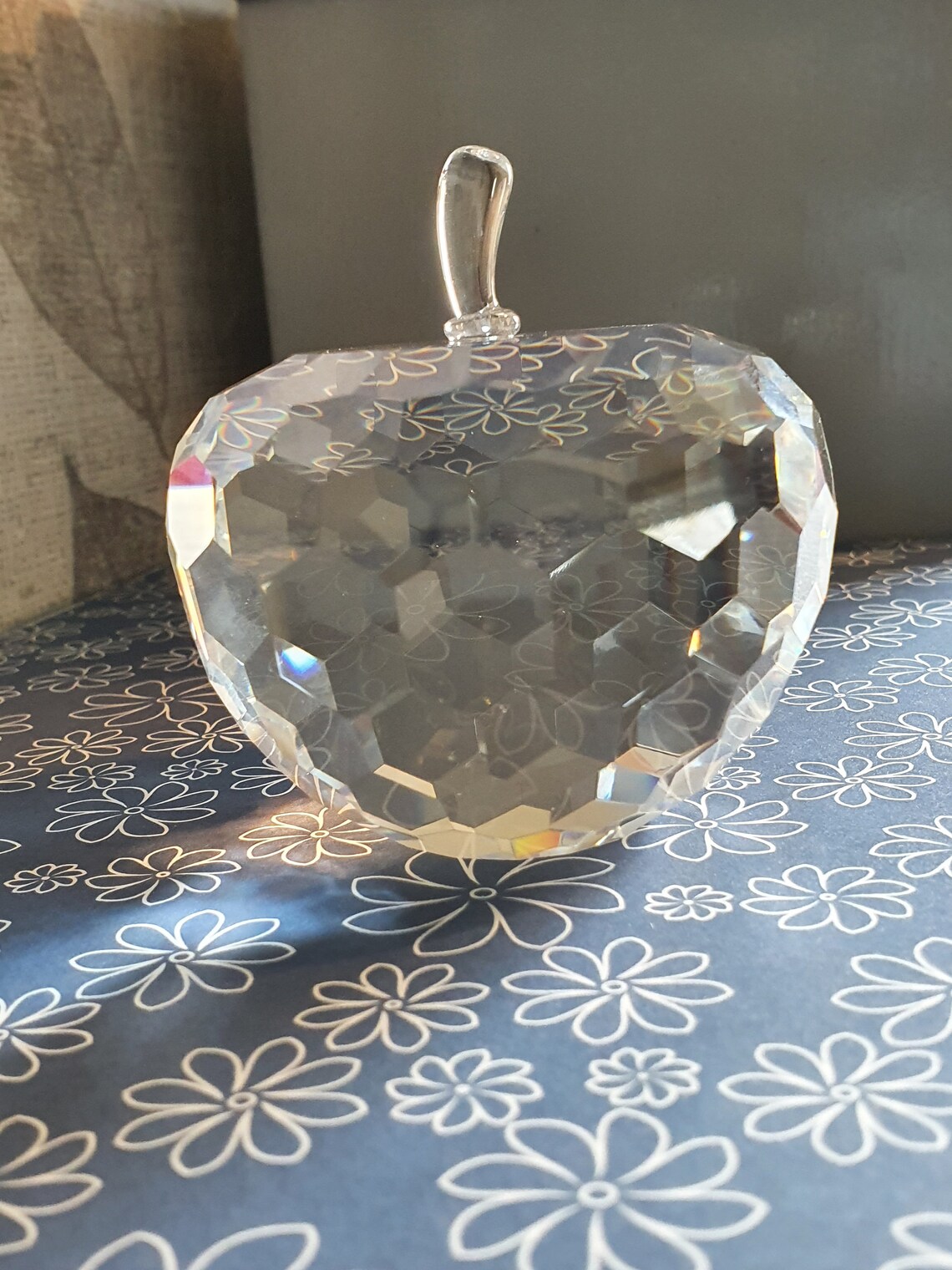Simon Designs Faceted Crystal APPLE Paperweight In Box Etsy