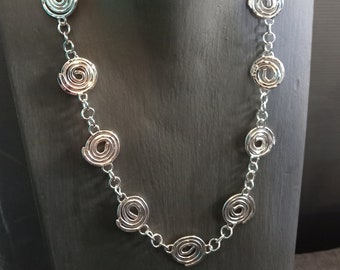 Handmade silver necklace, silver swirl necklace, handmade in the UK, postal gifts