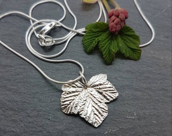 Silver leaf pendant, currant leaf in silver, handmade silver, recycled silver, UK made, gift for plant lover, postal gift, bridesmaid gifts