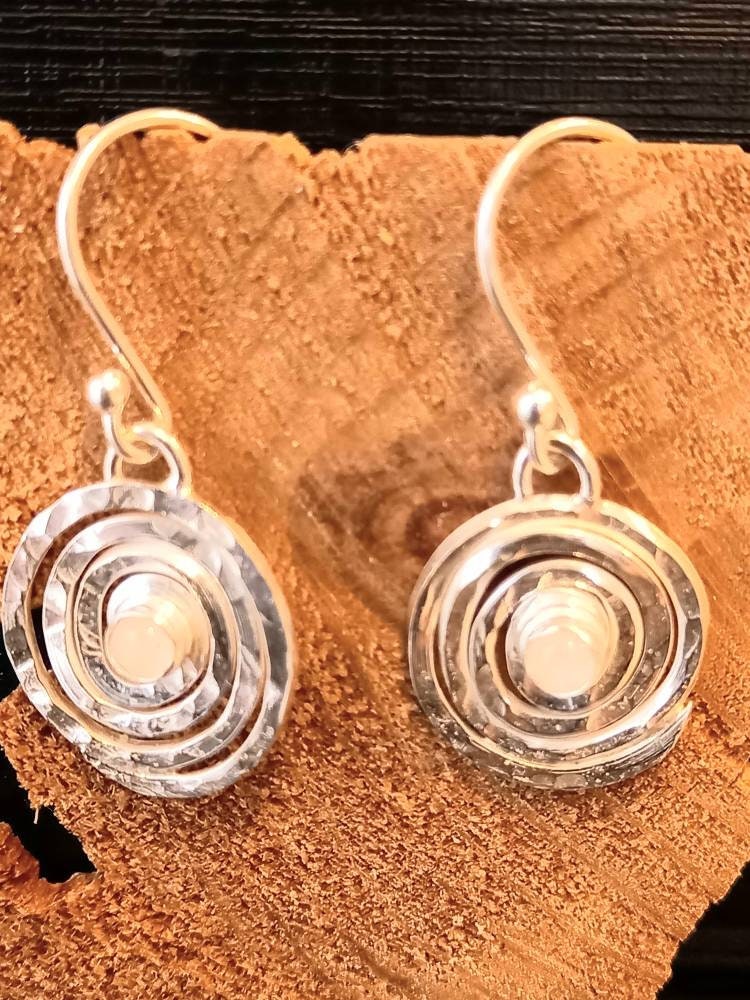 Silver & Moonstone Drop Earrings, Handmade Silver Postal Gifts, Recycled in The UK