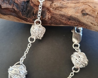 Handmade Recycled Sterling Silver Wire Ball Bracelet