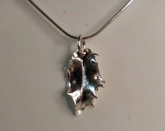 Fine Silver Holly Leaf Necklace: Recycled Sterling Silver Chain