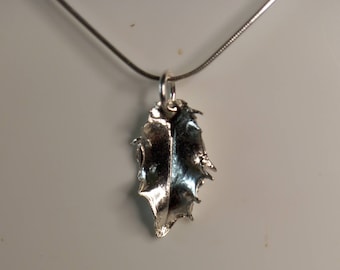 Silver holly leaf, real leaf in silver, silver holly necklace, gift for garden lover, recycled silver, handmade in the UK, postal gifts