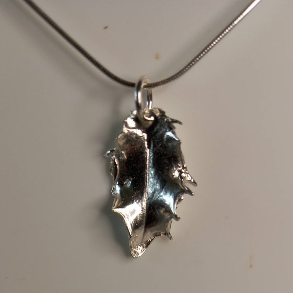 Silver holly leaf, real leaf in silver, silver holly necklace, gift for garden lover, recycled silver, handmade in the UK, postal gifts
