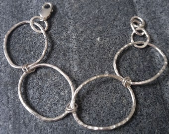 Large hammered link braclet, silver handmade bracelet, jumbo silver links, made in UK, postal gifts