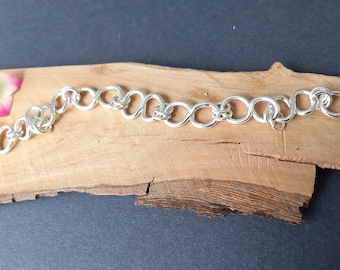 Handmade Silver Figure Eight Link Bracelet, UK Made