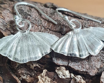 Silver Ginkgo Leaf Earrings, Sterling Silver, Nature Inspired