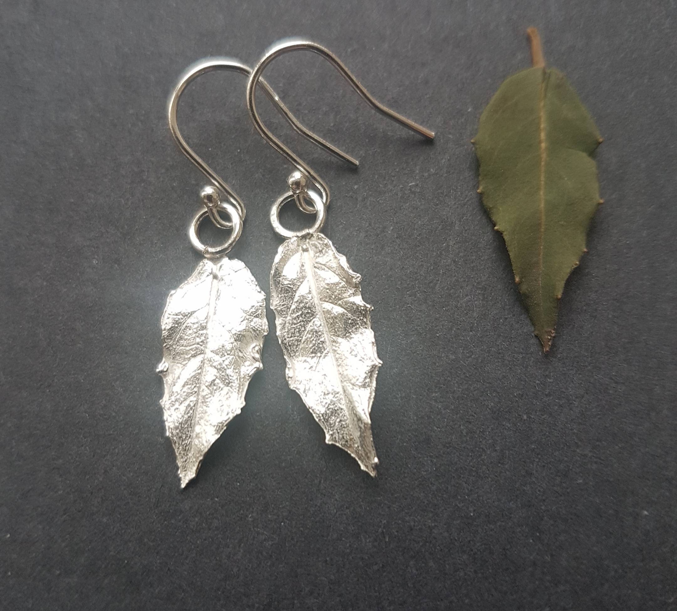 Silver Fuchsia Leaf Earrings, Real in Silver, Gift For Gardener Or Plant Lover, Handmade The Uk, Recycled Postal