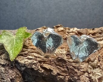 Recycelte Silber Efeu Blatt Ohrstecker, Natur Inspirierter Schmuck