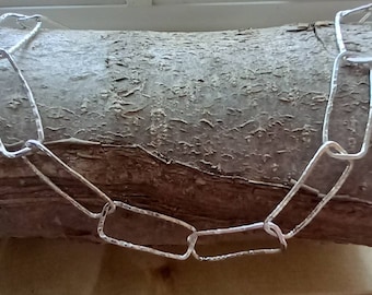 Hammered Recycled Silver Link Necklace: Handmade Contemporary Jewellery