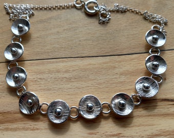 Handmade Hammered Sterling Silver Disc Necklace - Recycled Silver