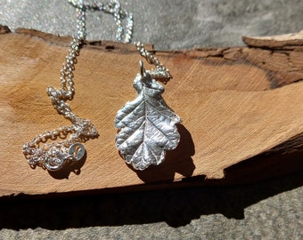 Recycled Sterling Silver Oak Leaf Necklace: Nature Lover Gift