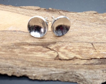 Hammered Silver Disc Studs - Handmade in UK