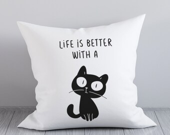 Purrfect Siamese Cat Kitty Funny Gift Black Throw Pillow Cats Gifts 16x16 Multicolor click to show more designs