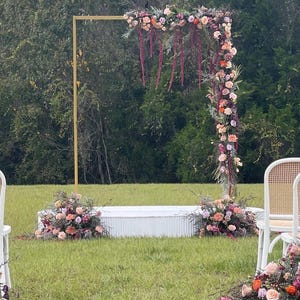 Double Square Metal Wedding Arch, Collapsible Iron Stand, Rectangular Backdrop