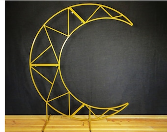 Crescent Moon Wedding Arch, Gold Metal Ceremony Backdrop
