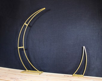 Gold Metal Moon Wedding Arch, Crescent Backdrop Decoration