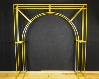 Handmade Gold Metal Wedding Arch, Collapsible Flower Backdrop