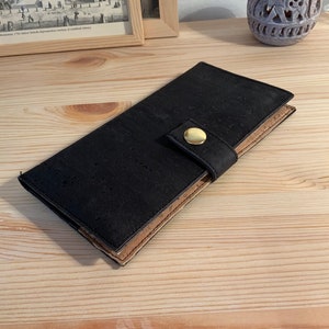Portafoglio di sughero, portafoglio vegano, borsa di sughero portafoglio donna eco-friendly posto per carte e monete nero natural portoghese