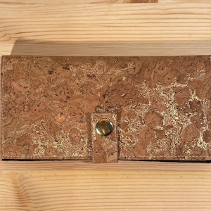 Portafoglio di sughero, portafoglio vegano, borsa di sughero portafoglio donna eco-friendly posto per carte e monete venature oro portoghese