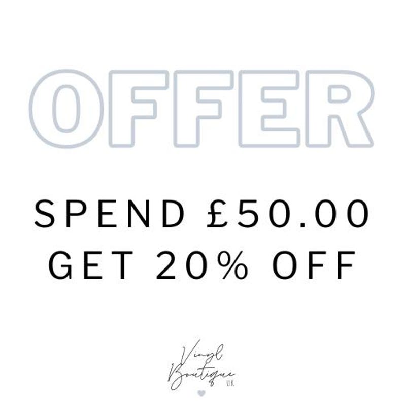 May include: A white text graphic with the word "OFFER" in large, bold letters. Below the word "OFFER" is the text "SPEND &pound;50.00 GET 20% OFF".