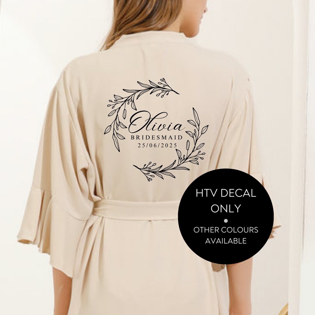 VINYL DECAL ONLY, Iron on Vinyl Names, Wedding Robe Heat Transfer Vinyl ...