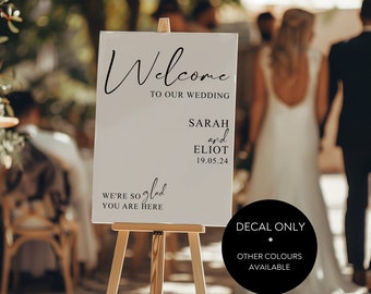 Wedding Welcome Sign Vinyl Decals, Personalised Minimalist Wedding Mirror wedding decal stickers, Elegant DIY wedding sign vinyl stickers