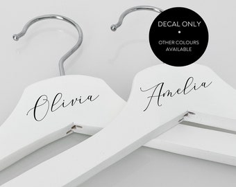 Wedding hanger name VINYL DECAL ONLY, Bridal party hanger sticker, vinyl sticker for wedding present, personalised wedding day hanger label