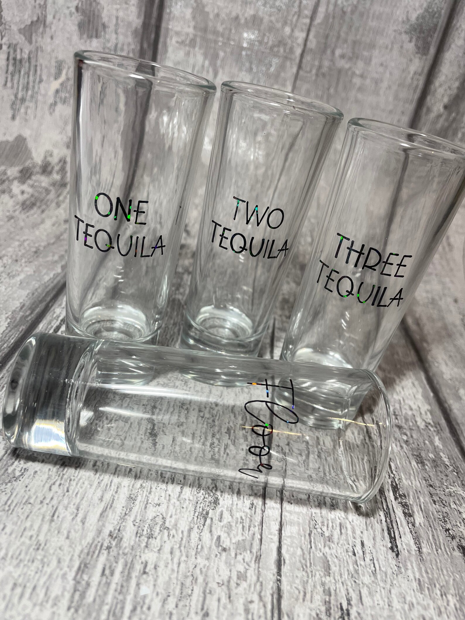 Set of 4 Shot glasses 1 tequila 2 tequila 3 tequila floor Etsy